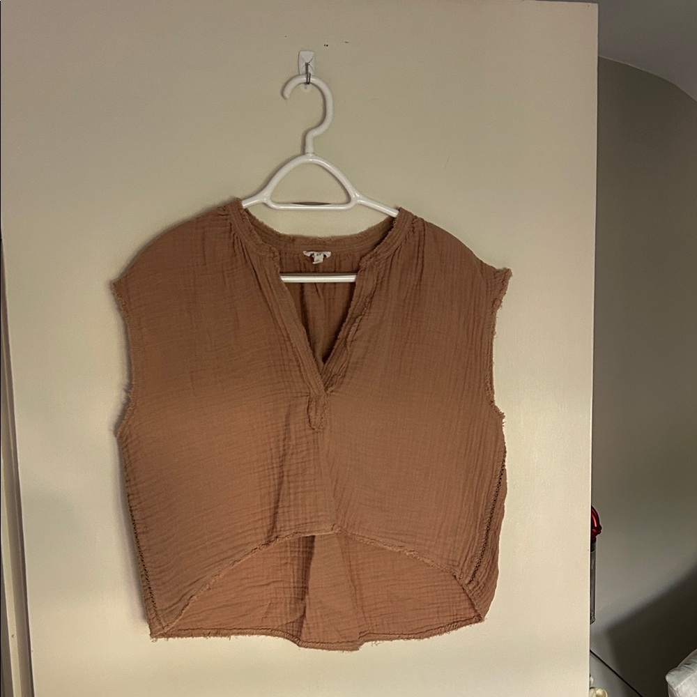 Aerie Light Brown Sleeveless Blouse